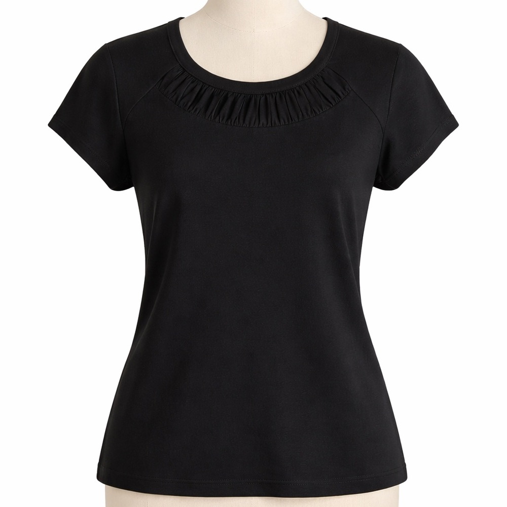 St. John Sport | Ruched Scoop Neck Black Top | S